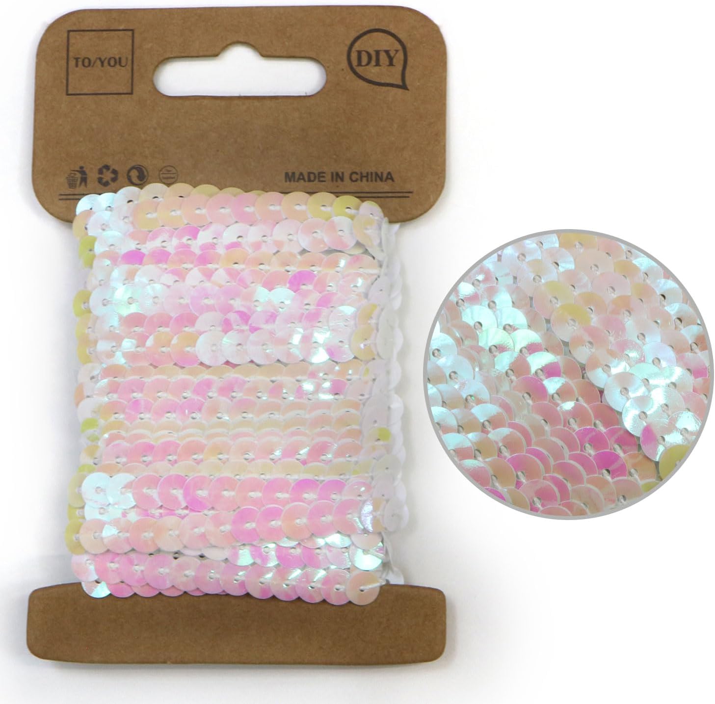 スパンコールブレード 【オーロラ ホワイト】 白 幅約0.5cmx約5m スパンコールテープ スパンコールトリ..