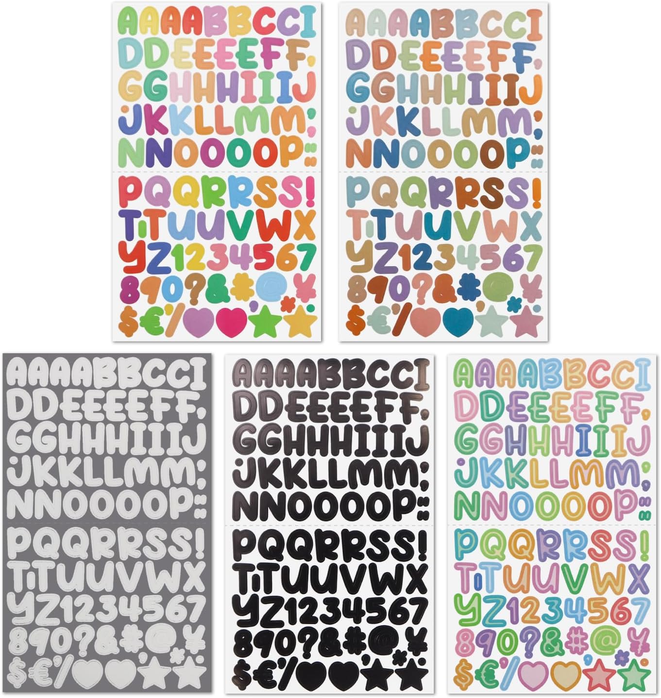 英語 数字 シール 【Bセット 大文字】 英字 アルファベット 記号 デコレーション 大容量【5種類 各3シート 計15シート入り】きらきらぷんぷん丸 YS-042