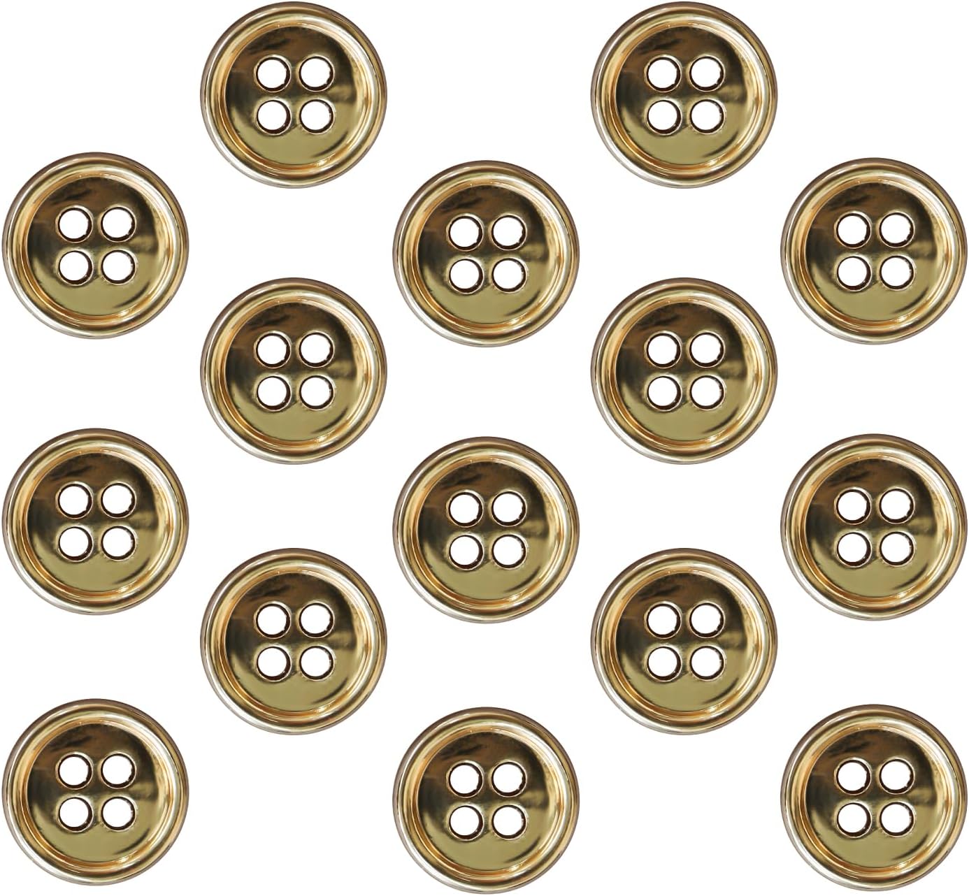 乐天商城 - メタルボタン 四つ穴 【ゴールド 鏡面仕上げ】 金 シャツ スーツ 15個入り 【12.5mm】 きらきらぷんぷん丸 B-206
