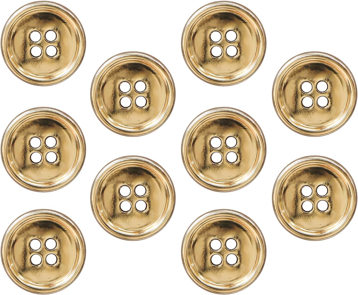 メタルボタン 四つ穴 【ゴールド 鏡面仕上げ】 金 シャツ スーツ 10個入り 【18mm】 きらきらぷんぷん..