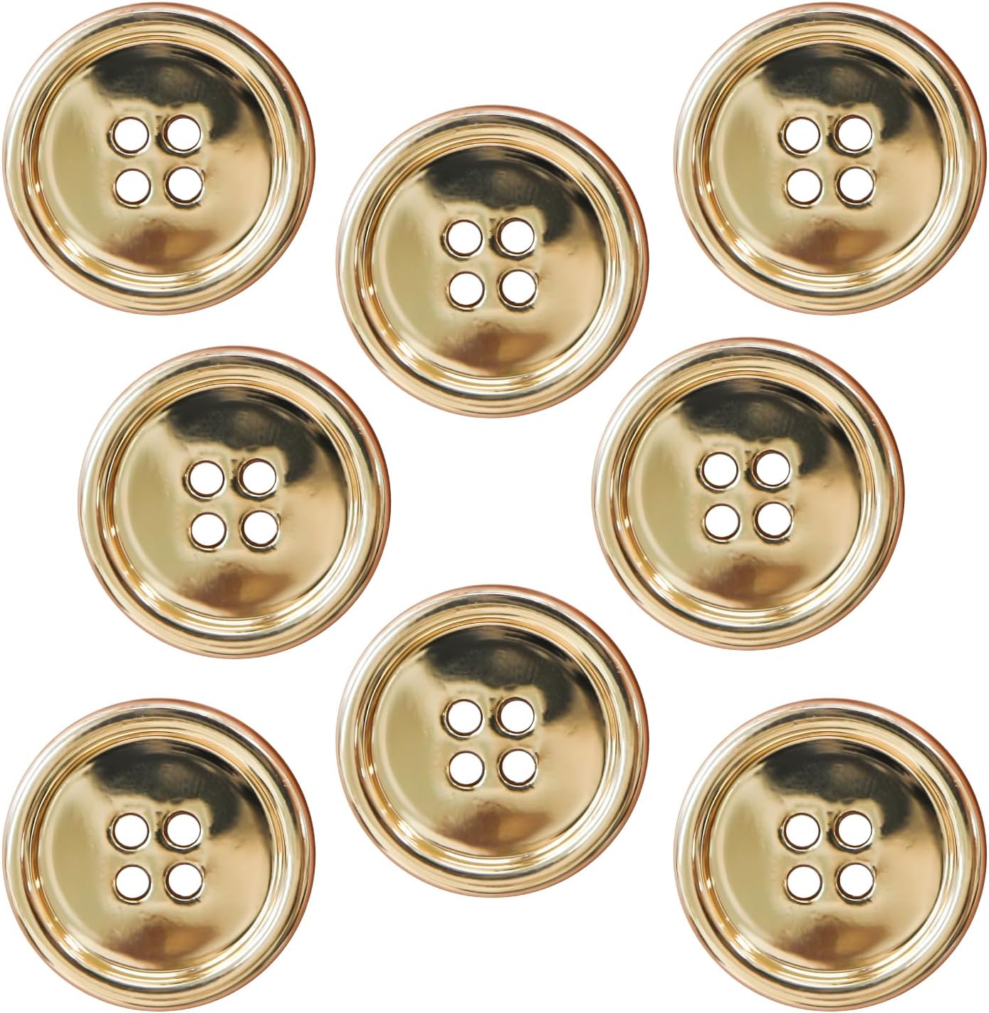 Rakuten - メタルボタン 四つ穴 【ゴールド 鏡面仕上げ】 金 シャツ スーツ 8個入り 【23mm】 きらきらぷんぷん丸 B-210