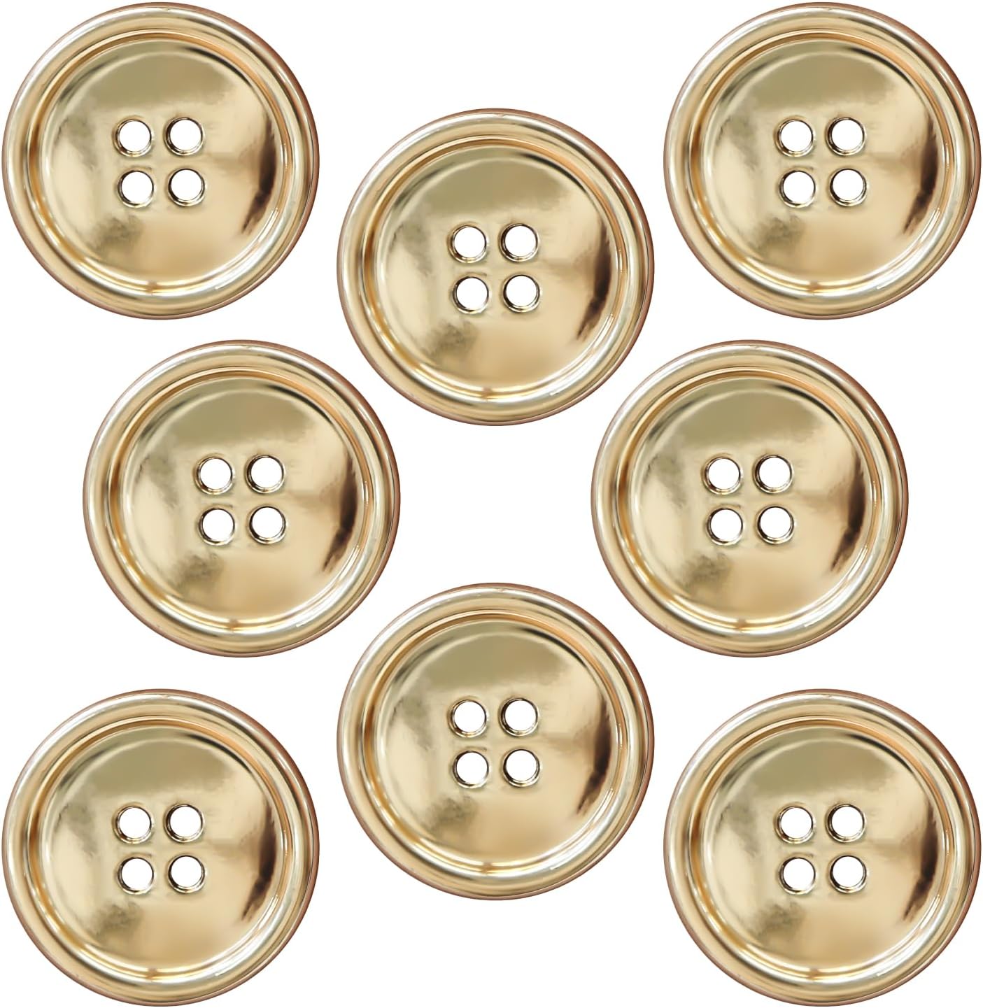 乐天商城 - メタルボタン 四つ穴 【ゴールド 鏡面仕上げ】 金 シャツ スーツ 8個入り 【25mm】 きらきらぷんぷん丸 B-211
