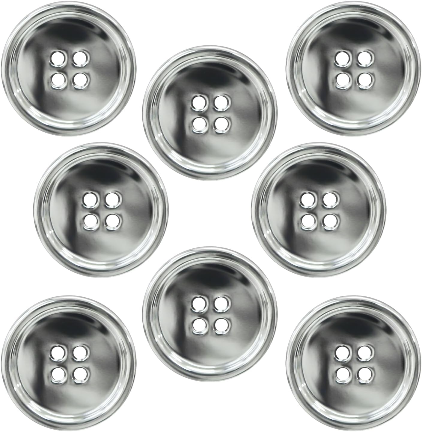メタルボタン 四つ穴 【シルバー 鏡面仕上げ】 銀 シャツ スーツ 8個入り 【23mm】 きらきらぷんぷん丸 B-218(3.0)