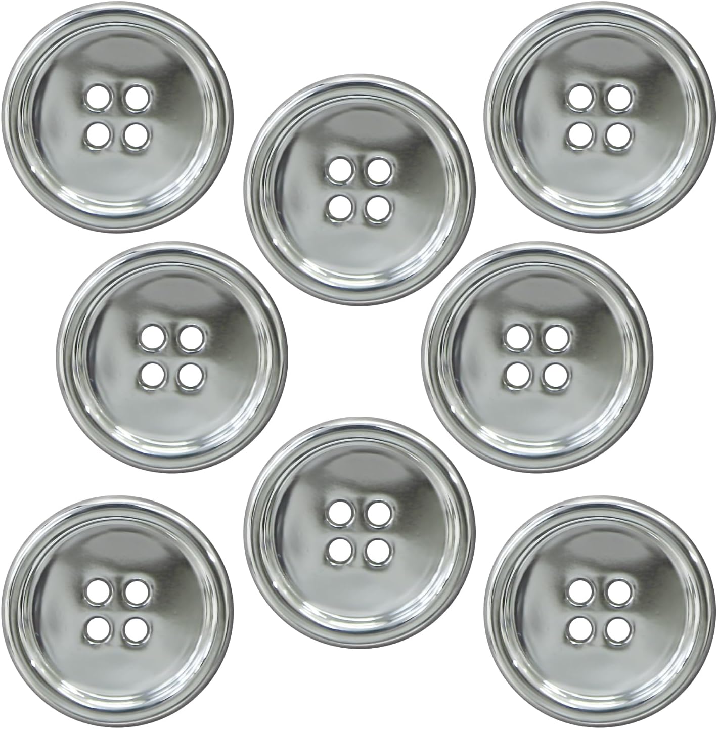 Rakuten - メタルボタン 四つ穴 【シルバー 鏡面仕上げ】 銀 シャツ スーツ 8個入り 【25mm】 きらきらぷんぷん丸 B-219