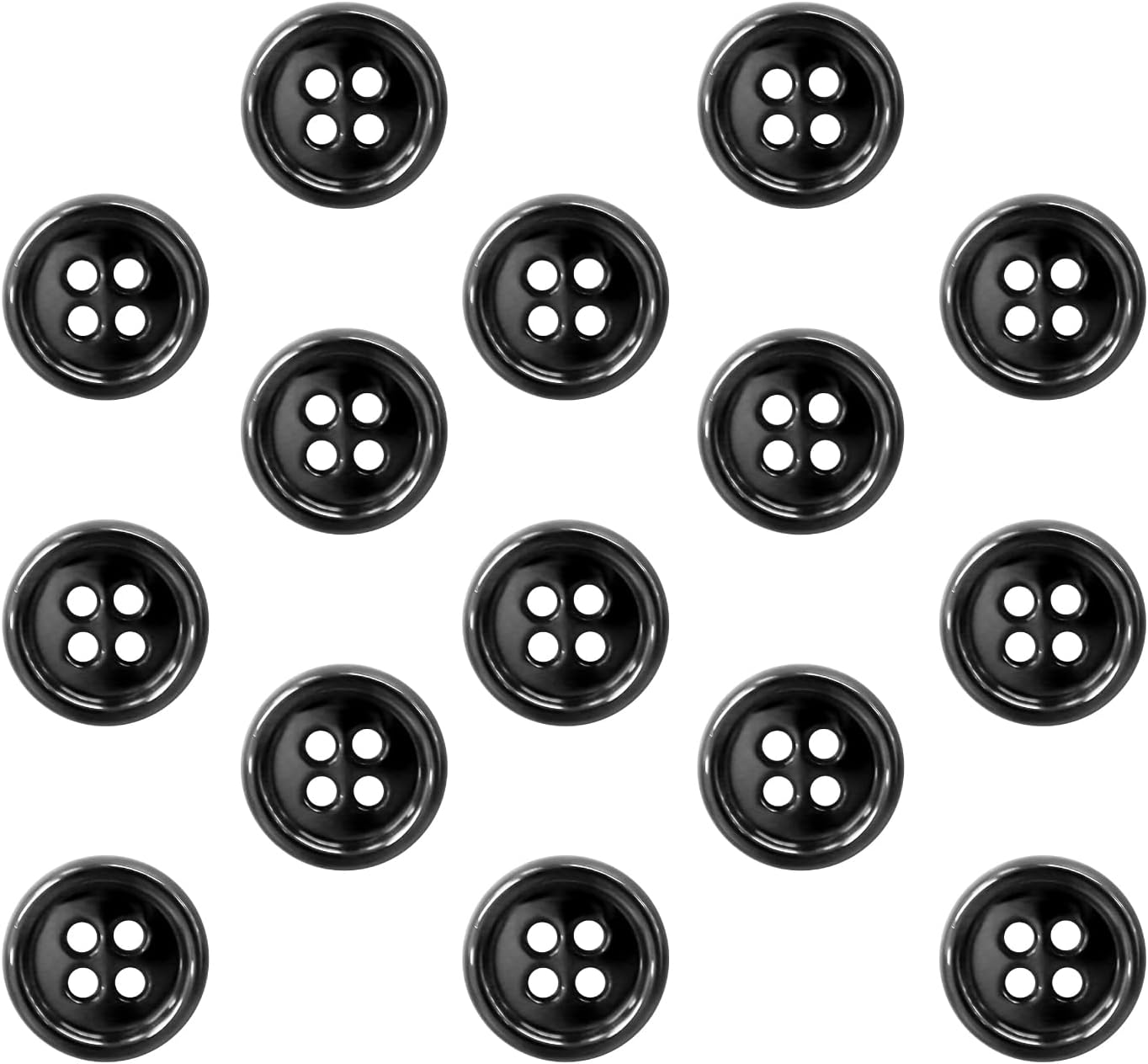 乐天商城 - メタルボタン 四つ穴 【ブラック 鏡面仕上げ】 黒 シャツ スーツ 15個入り 【12.5mm】 きらきらぷんぷん丸 B-222