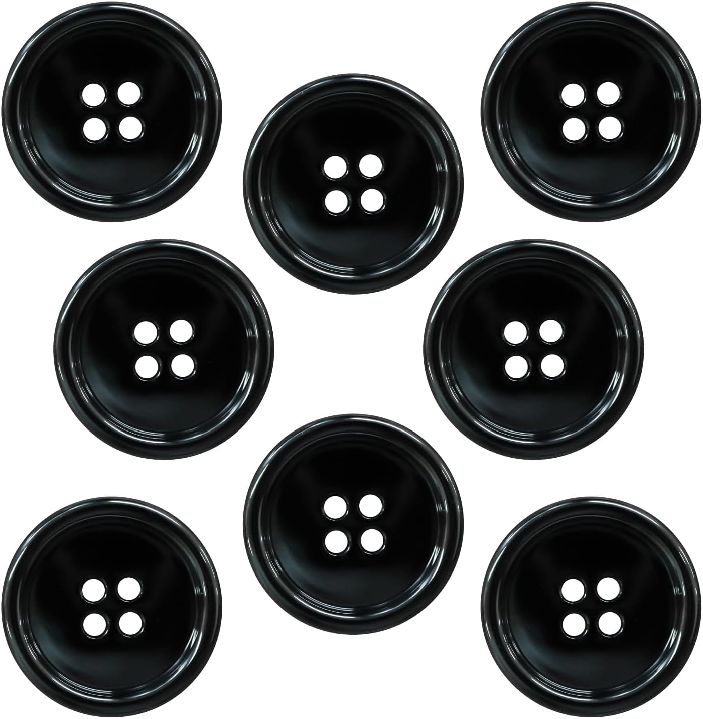 Rakuten - メタルボタン 四つ穴 【ブラック 鏡面仕上げ】 黒 シャツ スーツ 8個入り 【25mm】 きらきらぷんぷん丸 B-227