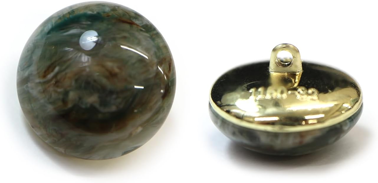 足つきボタン 【グリーン マーブル】 緑 シャツ スーツ 6個入り 【20mm】 きらきらぷんぷん丸 B-268
