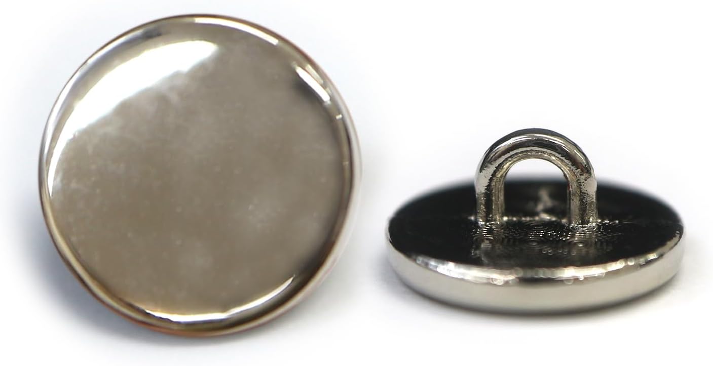 メタルボタン フラット 【シルバー 鏡面仕上げ】 銀 ビジュー 飾り 縫製 袖口 20個入り 【11.5mm】 き..