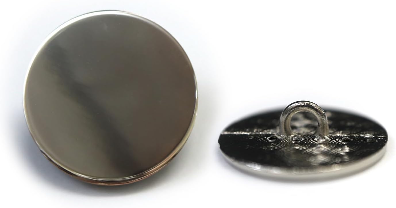 メタルボタン フラット 【シルバー 鏡面仕上げ】 銀 ビジュー 飾り 縫製 袖口 10個入り 【20mm】 きらきらぷんぷん丸 B-293