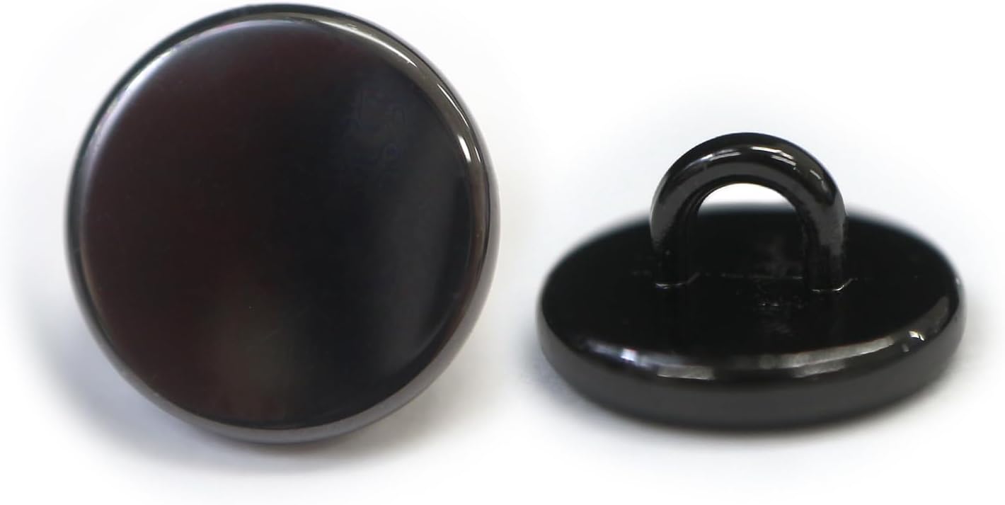 メタルボタン フラット 【ブラック 鏡面仕上げ】 黒 ビジュー 飾り 縫製 袖口 20個入り 【10mm】 きらきらぷんぷん丸 B-294