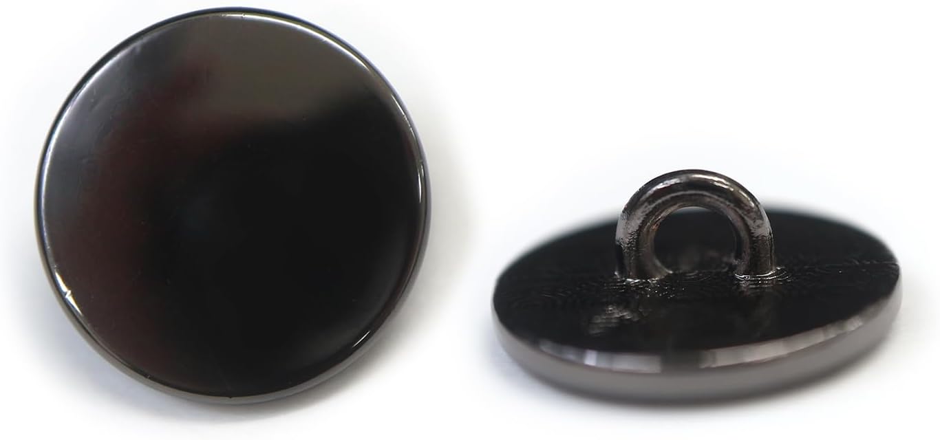 Rakuten - メタルボタン フラット 【ブラック 鏡面仕上げ】 黒 ビジュー 飾り 縫製 袖口 15個入り 【15mm】 きらきらぷんぷん丸 B-297