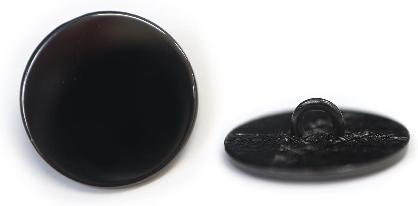 メタルボタン フラット 【ブラック 鏡面仕上げ】 黒 ビジュー 飾り 縫製 袖口 10個入り 【20mm】 きらきらぷんぷん丸 B-299