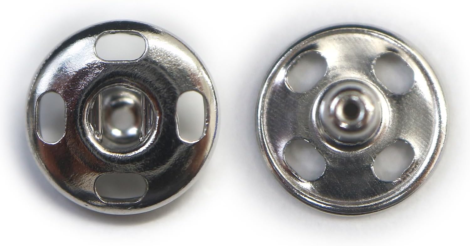 スナップボタン シルバー 7.5mm 10組入り 縫い付けタイプ 打ち具不要 銀 ボタン きらきらぷんぷん丸 B-322