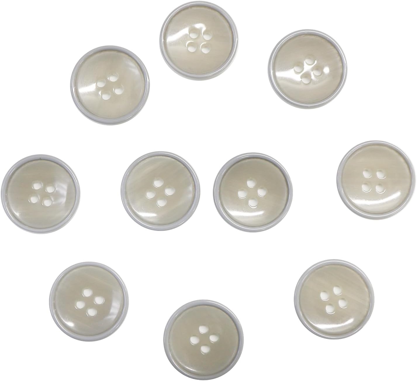 四つ穴ボタン 【グレー】 ツヤあり 半透明 パステルカラー ボタン シャツボタン 10個入り 【20mm】 きらきらぷんぷん丸 B-357