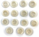 ナットボタン【ホワイト】四つ穴ボタン 白 ベーシック カラーボタン シンプル ボタン 手芸 15個入り【15mm】きらきらぷんぷん丸 B-436