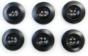 ナットボタン【ブラック】四つ穴ボタン 黒 ベーシック カラーボタン シンプル ボタン 手芸 6個入り【25mm】きらきらぷんぷん丸 B-445