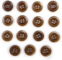 ナットボタン【ブラウン】四つ穴ボタン 茶色 ベーシック カラーボタン シンプル ボタン 手芸 15個入り【15mm】きらきらぷんぷん丸 B-446