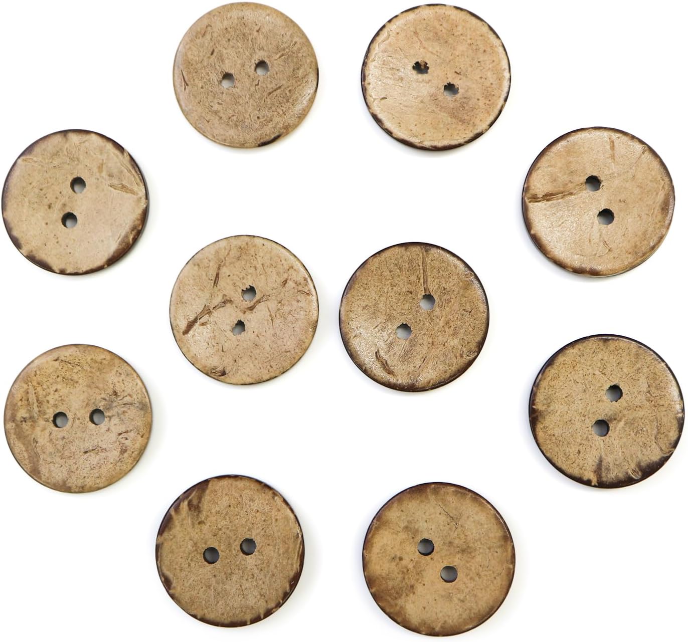 ココナッツボタン 二つ穴ボタン ナチュラル シャツボタン ウッド ボタン ブラウン 木目 木製 10個入り【20mm】きらきらぷんぷん丸 B-467