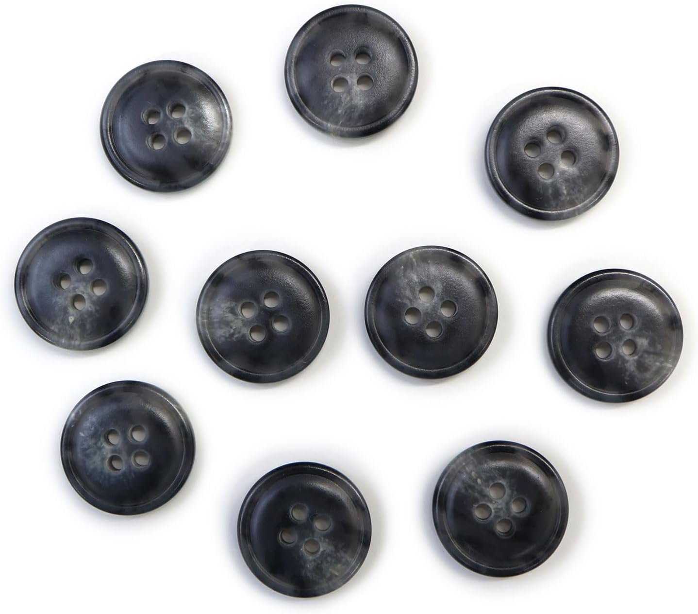 水牛調ボタン【ダークグレー&ホワイト】スーツ コート ジャケット ブレザー 四つ穴 フロント 袖口 10個入り【15mm】きらきらぷんぷん丸 B-485