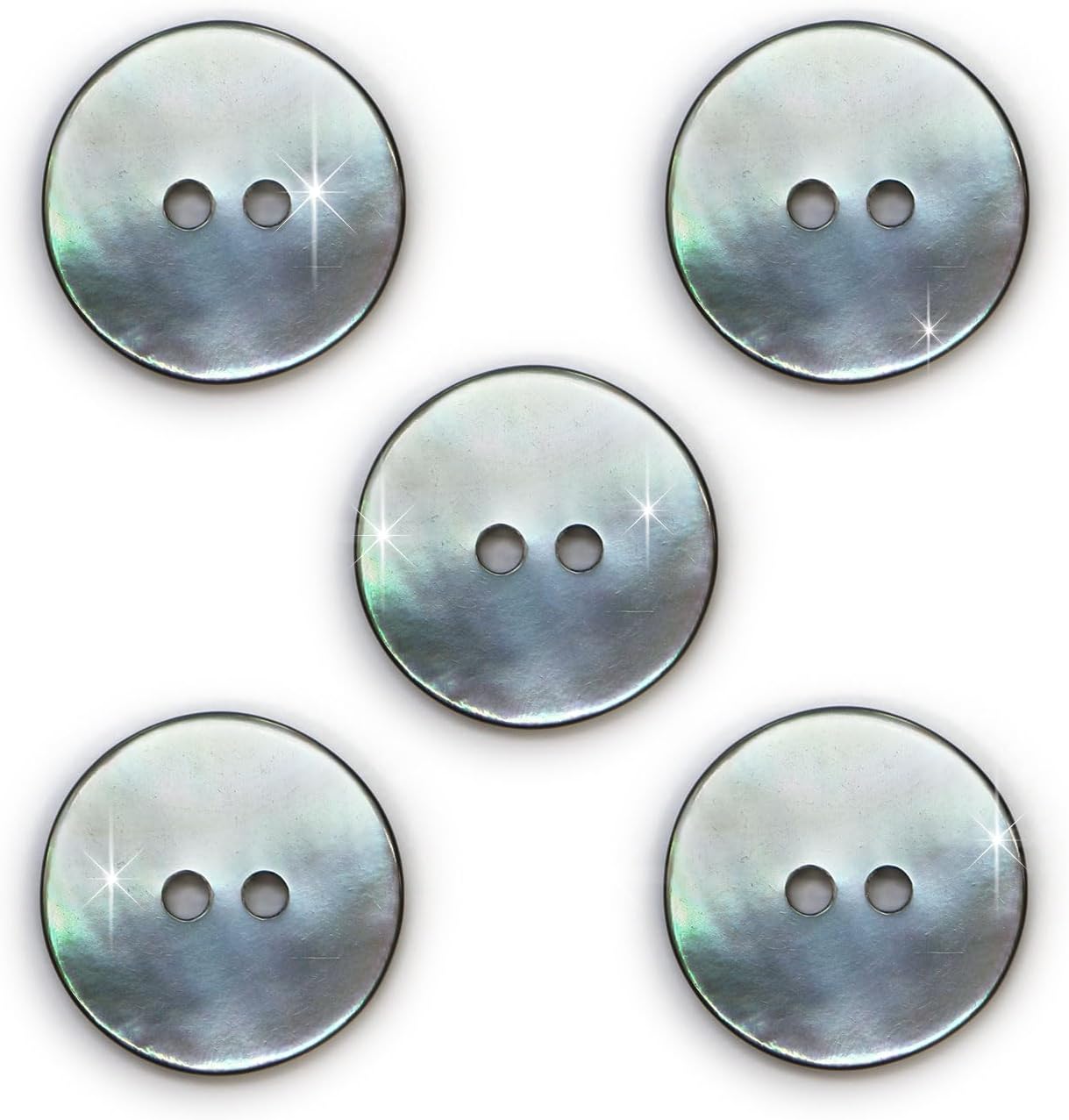 シェルボタン 貝ボタン 貝製 片面 黒蝶貝 シャツ ボタン 二つ穴ボタン 黒 ブラック 5個入り 【18mm】 きらきらぷんぷん丸 B-513