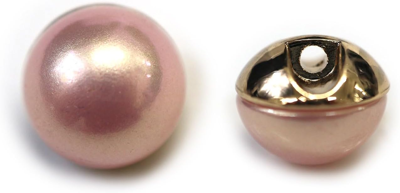 オーロラ パールボタン 【ピンク】 ゴールド 台座付き カラー パール ボタン 6個入り 【10mm】 きらきらぷんぷん丸 B-538