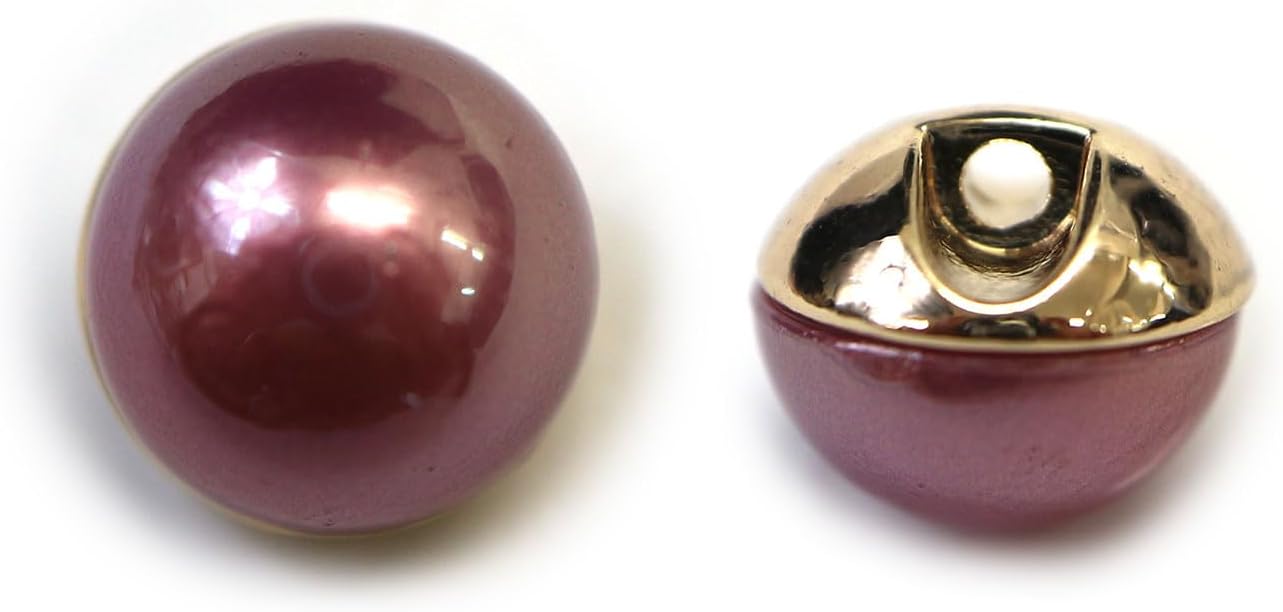 オーロラ パールボタン 【パープル】 ゴールド 台座付き カラー パール ボタン 紫 6個入り 【10mm】 き..