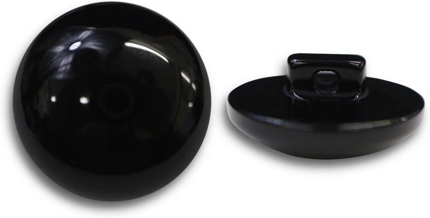 黒ボタン 足つき【ブラック ツヤあり】キノコ型 シャツ カラーボタン シンプル ボタン 目玉ボタン 手芸 8個入り【25mm】きらきらぷんぷん丸 B-558