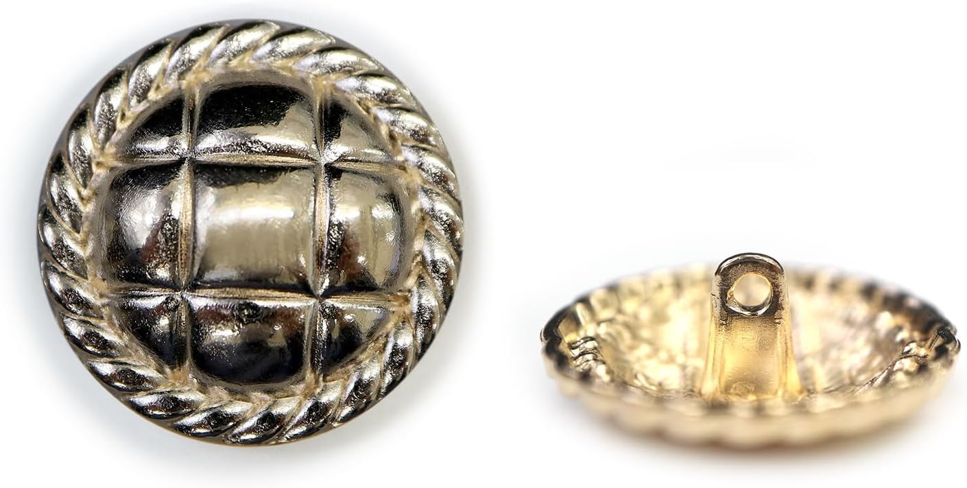 メタルボタン 丸型 足つき キルティング風 【ゴールド】 金 ボタン 鏡面仕上げ スーツボタン ジャケッ..