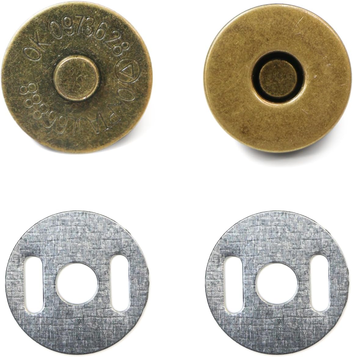 磁気ボタン 差し込みタイプ 【アンティーク ゴールド】 金 打ち具不要 マグネットボタン 留め具 10組入..