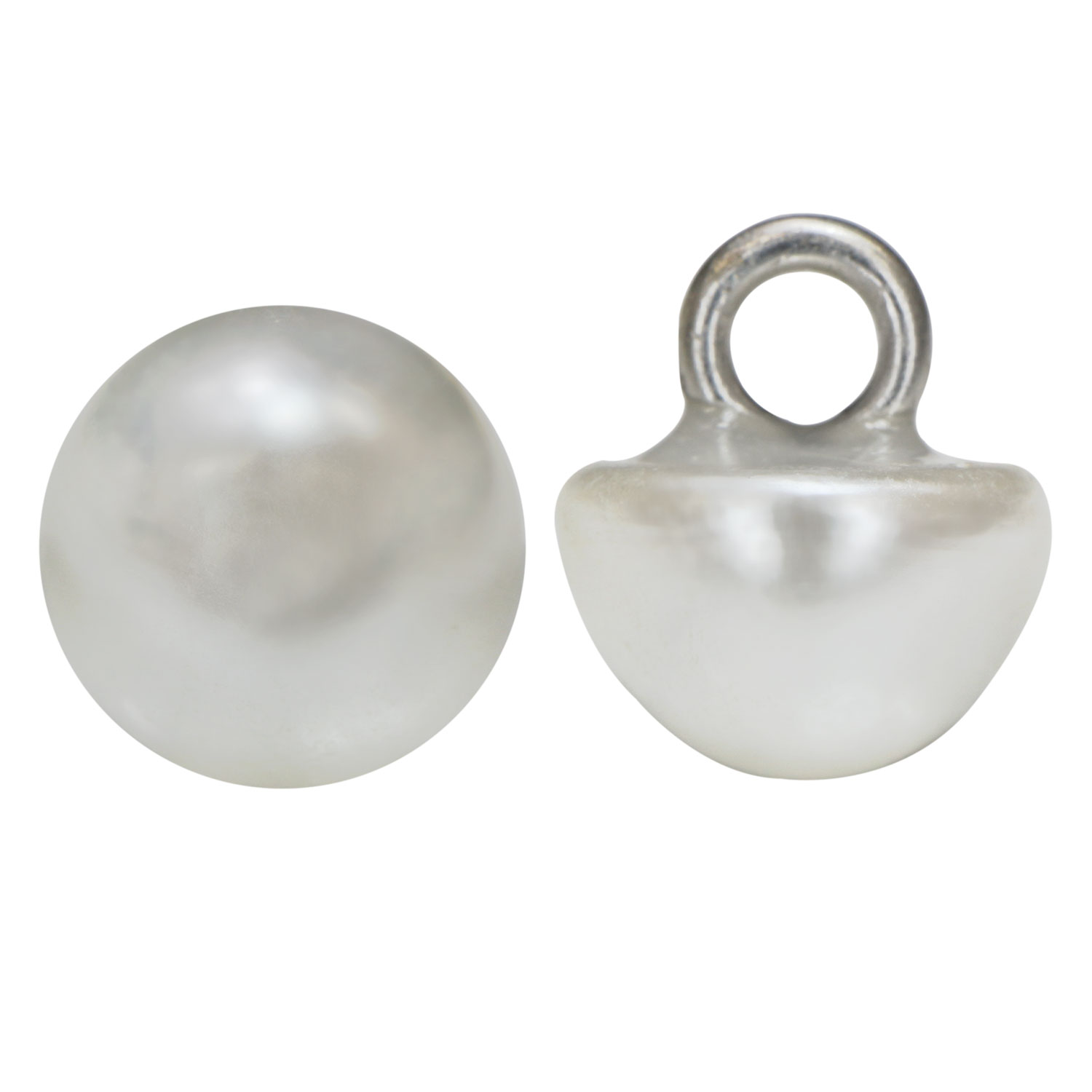 【パールボタン足つき】 パール ボタン ホワイト ツヤあり 半円 20個入り【9mm】 きらきらぷんぷん丸 B..