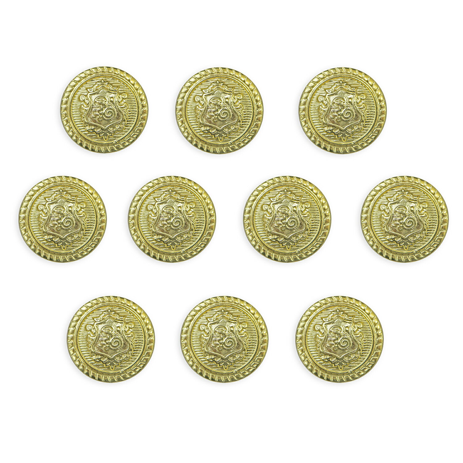 ブレザーボタン 軽量 【ゴールド】 金 足つき ボタン 樹脂ボタン スーツボタン ジャケット 10個入り 【15mm】 きらきらぷんぷん丸 B-606