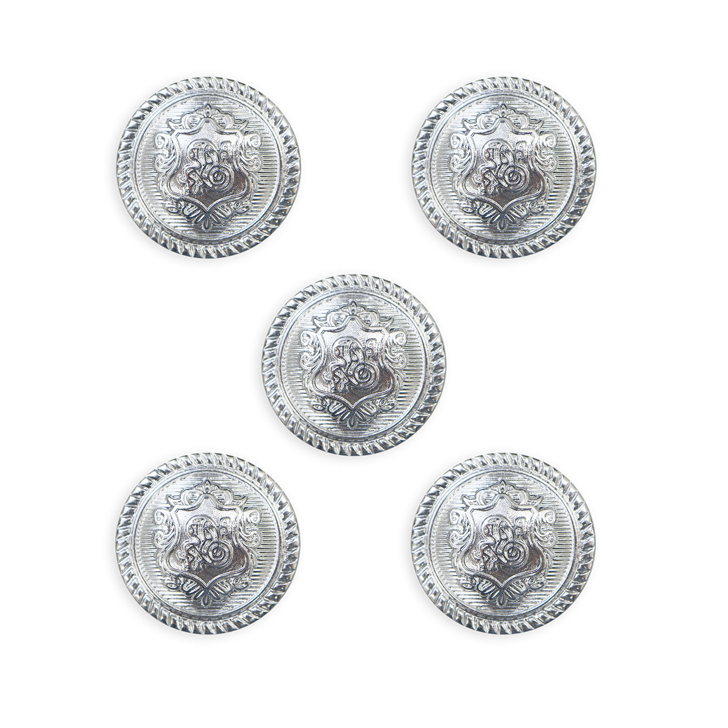 Rakuten - ブレザーボタン 軽量 【シルバー】 銀 足つき ボタン 樹脂ボタン スーツボタン ジャケット 5個入り 【25mm】 きらきらぷんぷん丸 B-614