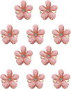 ヘアクリップ ミニ 小さめ 花 ラインストーン ピンク(ラメ入りタイプ) 10個入り グリッター キラキラ 半透明 髪留め きらきらぷんぷん丸 HPNN-022