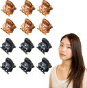 ミニ ヘアクリップ 14x16mm 12個セット ブラック&ブラウン 黒 茶色 クリア 前髪 髪留め 小さめ バンスクリップ ヘアアクセ きらきらぷんぷん丸 HPNN-028