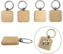 きらきらぷんぷん丸 木製 キーホルダー 5個入り 四角 40x40mm スクエア 正方形 二重リング 金具 木目 ウッド シンプル 手芸 ハンドメイド STP-047