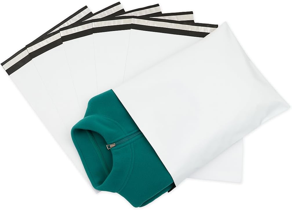 宅配ビニール袋 A3【100枚】340x450+50mm 40ミクロン エコタイプ 臭くない 宅配袋 白(ホワイト) 静電気防止テープ 梱包袋 発送用