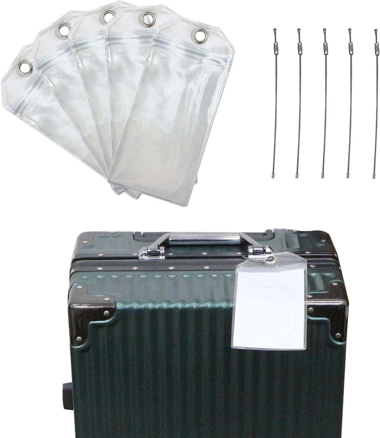 荷物タグホルダー キャリーケース 荷物 目印 5セット入り 幅広サイズ 【15.1x8.2cm】 ラゲッジタグ 旅..