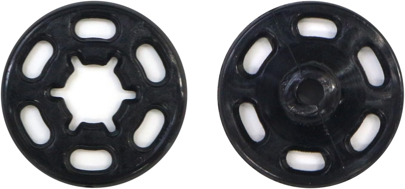 Rakuten - スナップボタン 【ブラック】 黒 ボタン 樹脂製 縫い付けタイプ 打ち具不要 10組入り 【18mm】 きらきらぷんぷん丸 B-1100