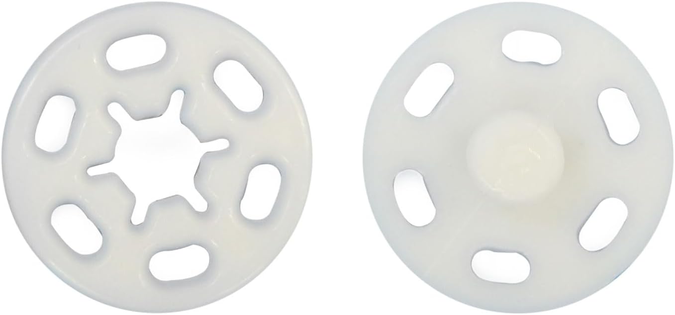 Rakuten - スナップボタン 【ホワイト】 白 ボタン 樹脂製 縫い付けタイプ 打ち具不要 10組入り 【15mm】 きらきらぷんぷん丸 B-1106
