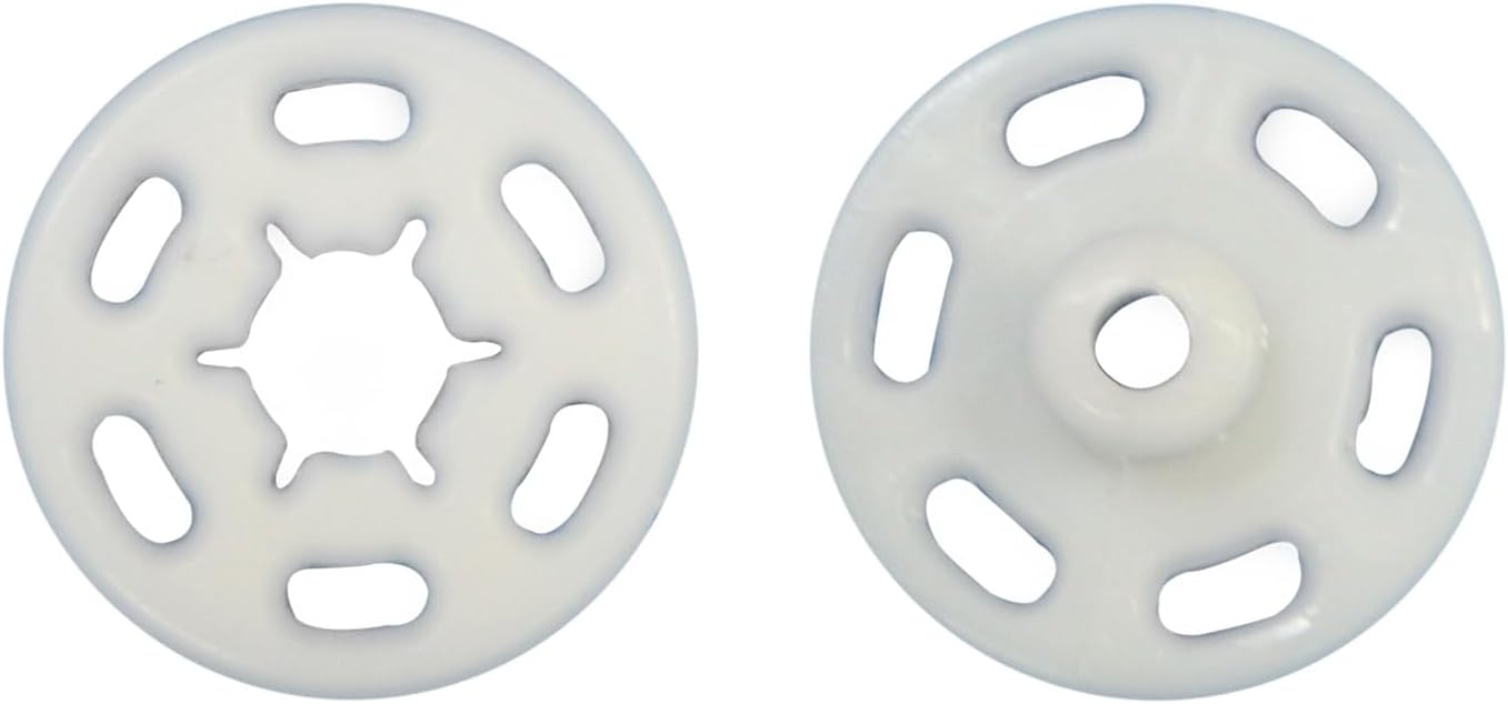 Rakuten - スナップボタン 【ホワイト】 白 ボタン 樹脂製 縫い付けタイプ 打ち具不要 10組入り 【18mm】 きらきらぷんぷん丸 B-1107