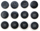 ナットボタン 四つ穴ボタン 【ブラック】 黒 フチ無し フラット スーツボタン ベーシック ウッド ボタン 12個入り 【18mm】 きらきらぷんぷん丸 B-1...