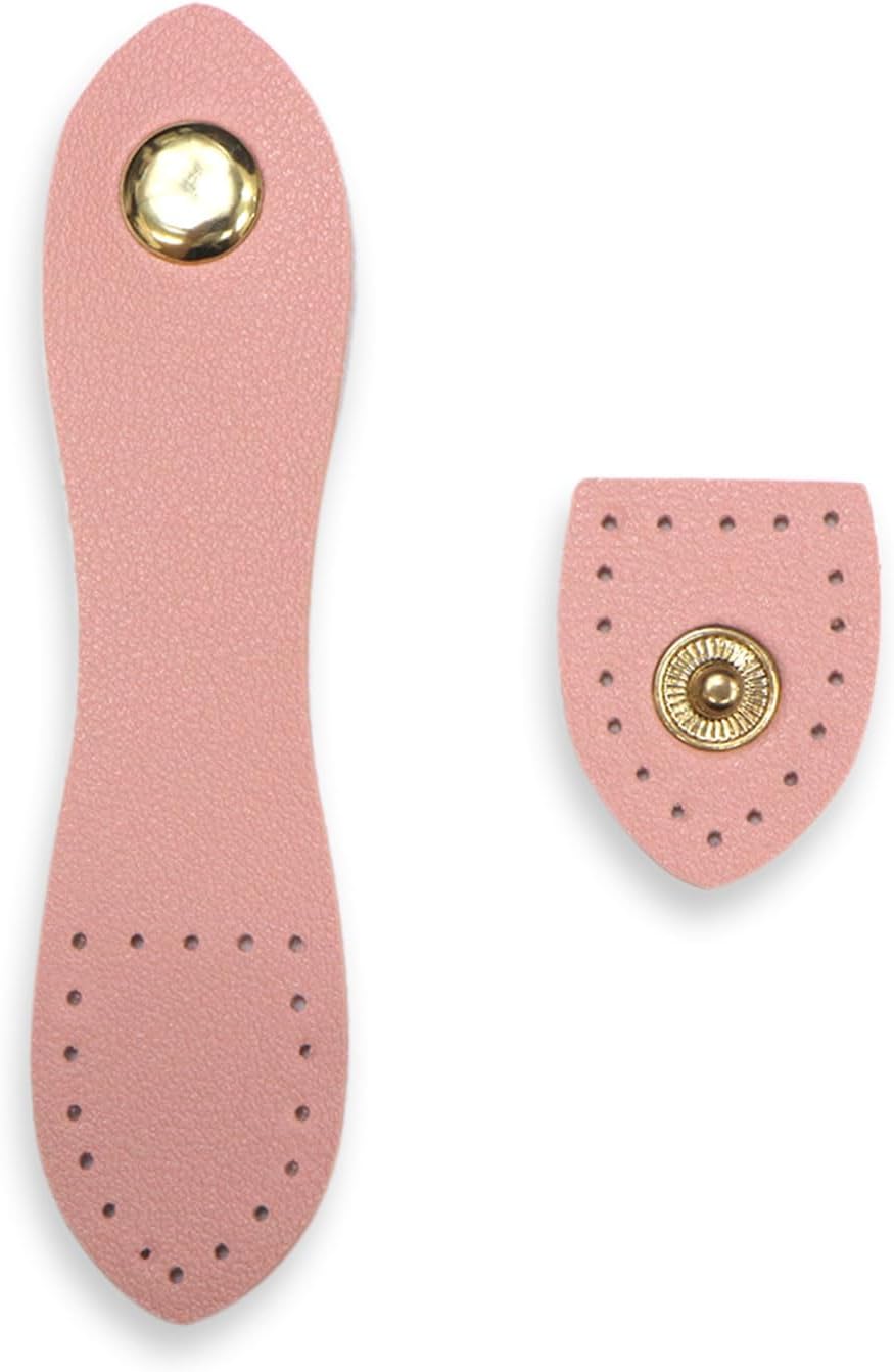 スナップボタン PUレザー付き 【ピンク】 ゴールド 金 スナップ ボタン 縫い付けタイプ 打ち具不要 ハ..