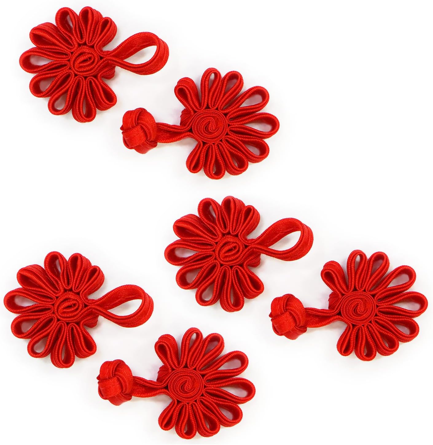 チャイナボタン 組紐ボタン 【レッド】 赤 サテン 組紐 ボタン チャイナドレス 中国 服 中華風 飾りボ..