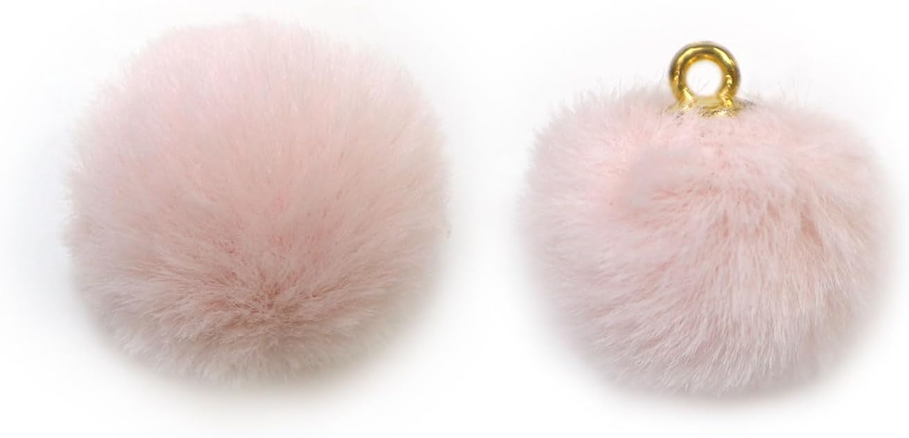 Rakuten - ファーボール カン付き 【ペールピンク】 ピンク ファー ボタン チャーム ポンポン 足つき ヒートン アクセサリー パーツ 4個入り 【20mm】 きらきらぷんぷん丸 B-929