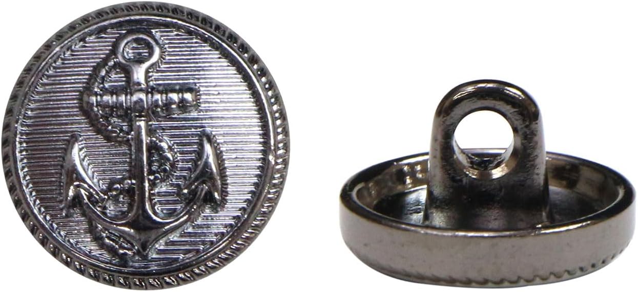 マリンボタン イカリボタン 【ブラック】 黒 ボタン メタルボタン 金属 メタル 錨 碇 飾りボタン 手芸 ..