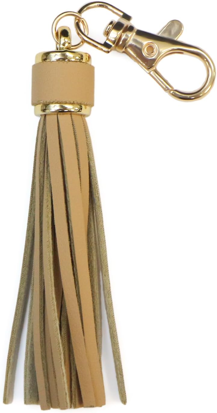 タッセルチャーム PUレザー ナスカン付き 全長約13cm 【ベージュ】 合皮 手芸 きらきらぷんぷん丸 LTSL-005