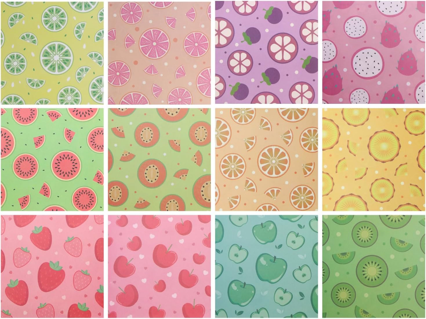 おりがみ 両面 【フルーツ】 折り紙 工作 デコレーション カラフル 果物 可愛い 約15cm角 【柄12種 合計50枚入り】 きらきらぷんぷん丸 ORG-011