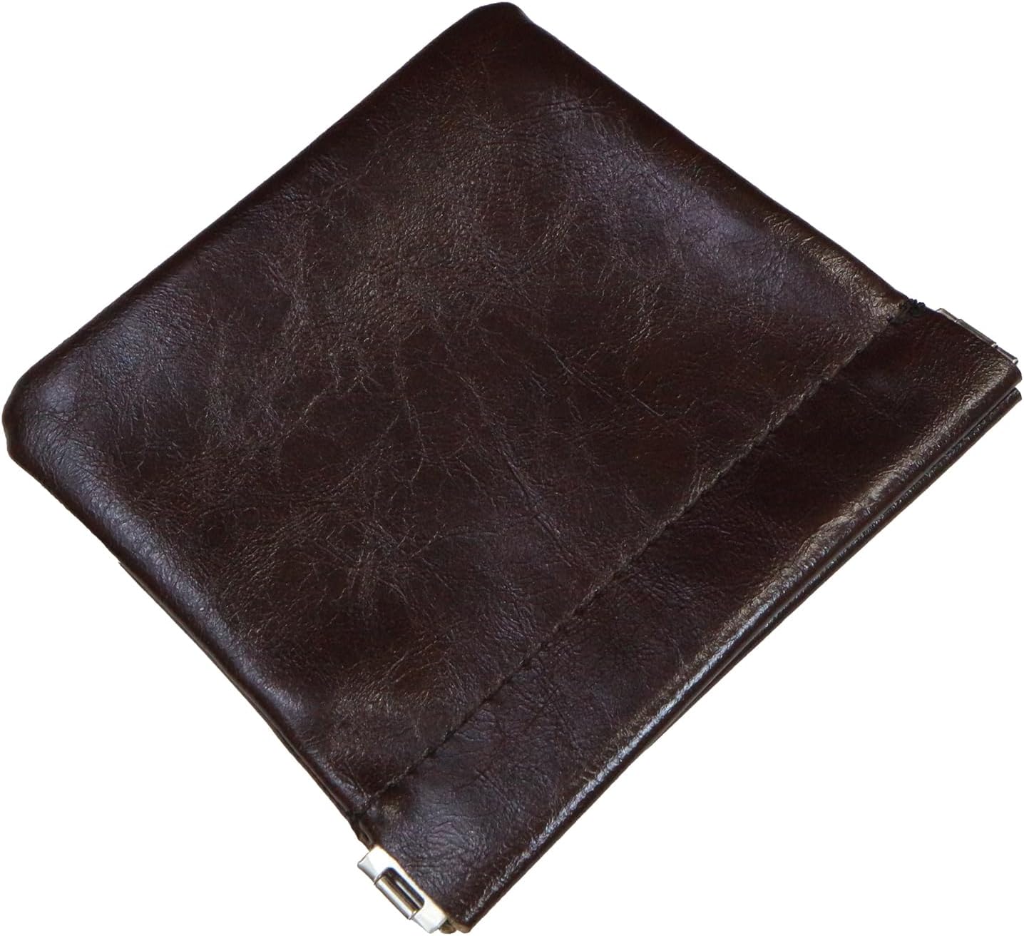 ばね口 ポーチ 合皮 PUレザー 【ダークブラウン 大】 茶色 イヤホンケース ジュエリーポーチ 小物入れ コインケース 小銭入れ 収納袋 きらきらぷんぷん丸 PCH-002