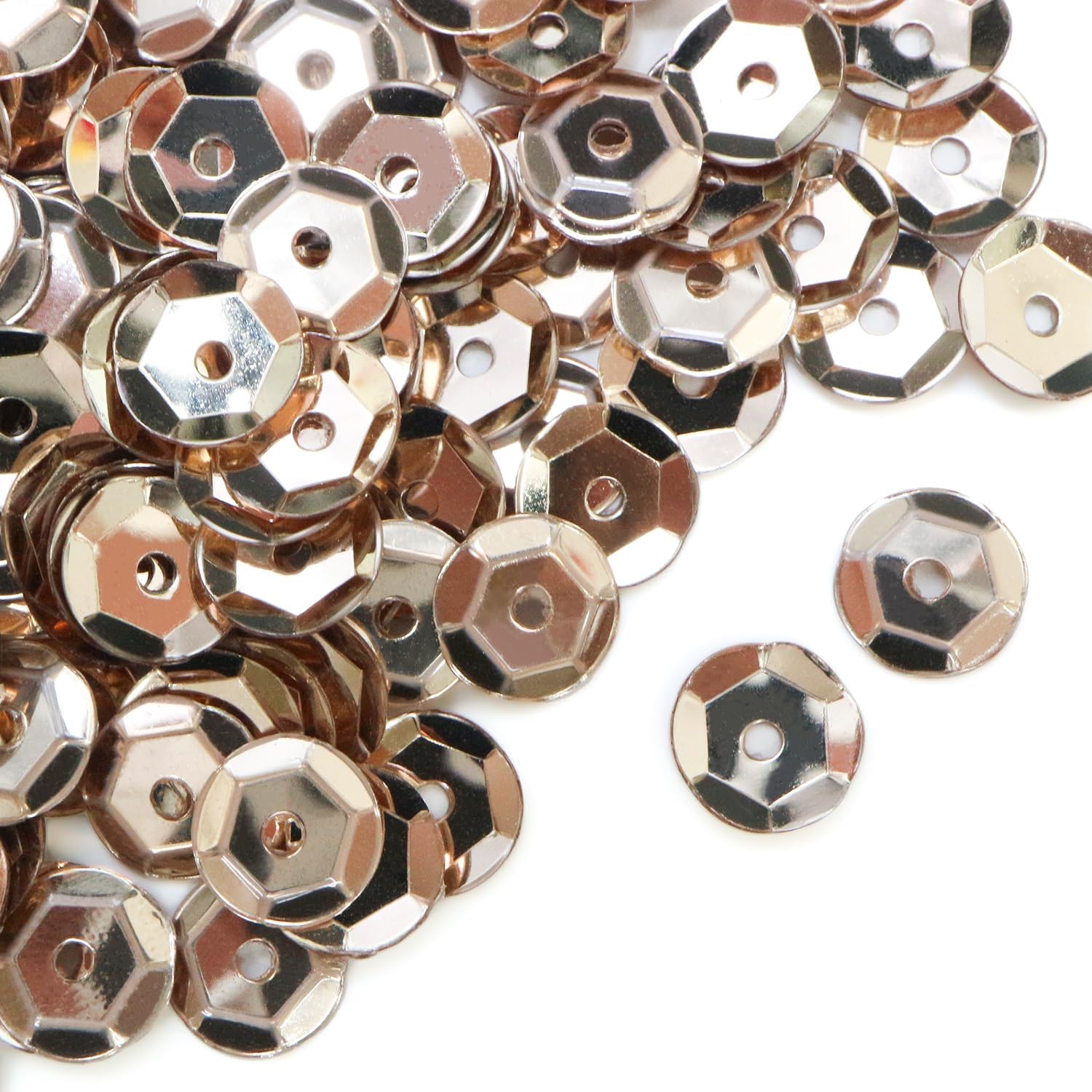 スパンコール 亀甲 6mm 約200枚入り 【ピンクゴールド】 金 穴あり スパングル 衣装 装飾 アクセサリー..