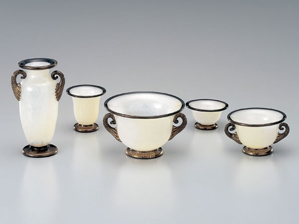 【現代仏具　五具足】　ジェンマ　【ヴェネチアンガラス製・モダン・ベネチアンガラス】【八木研】